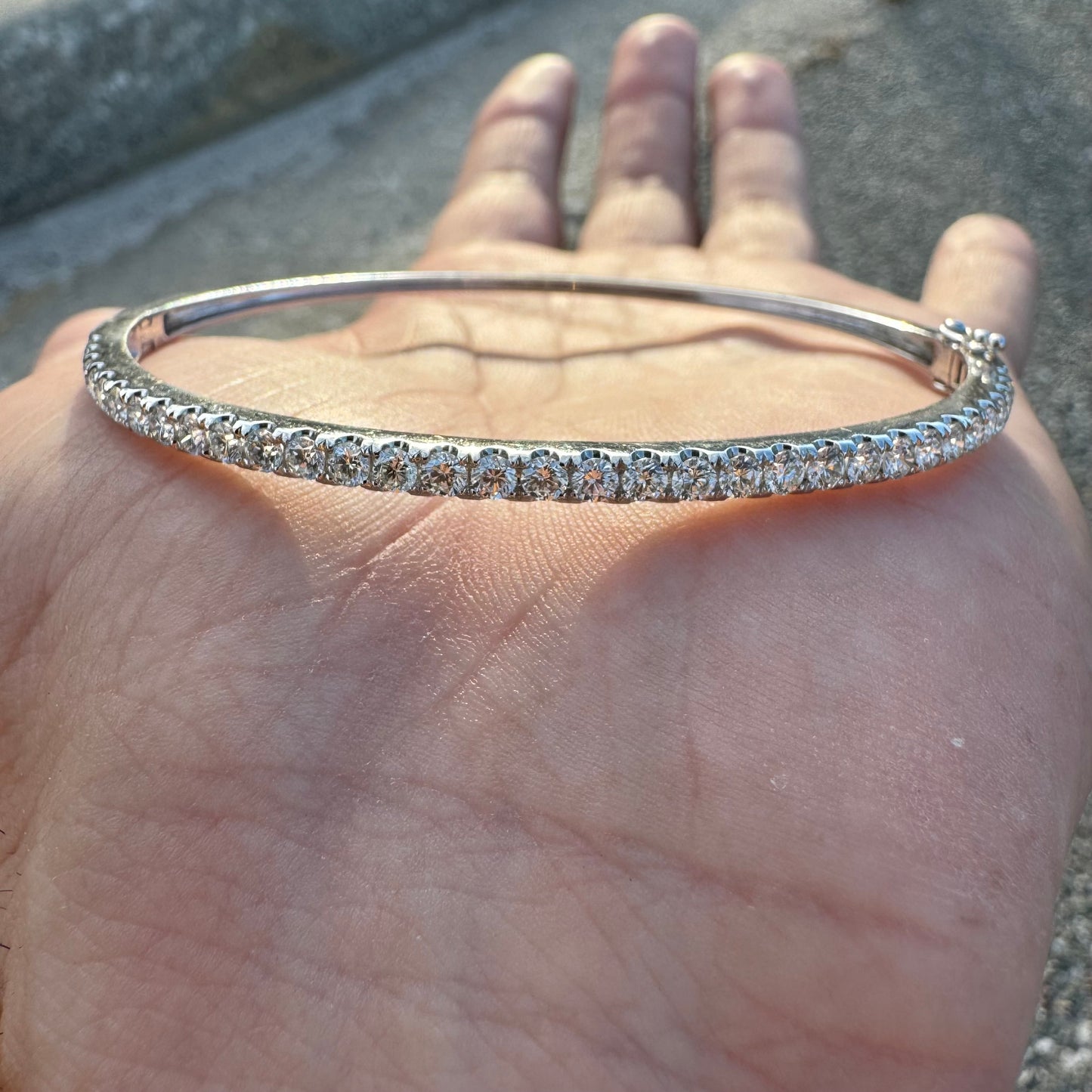 Brand New 14k White Gold 3.64CTW VS2 Natural Diamond Bangle (6.5”-7.5”)