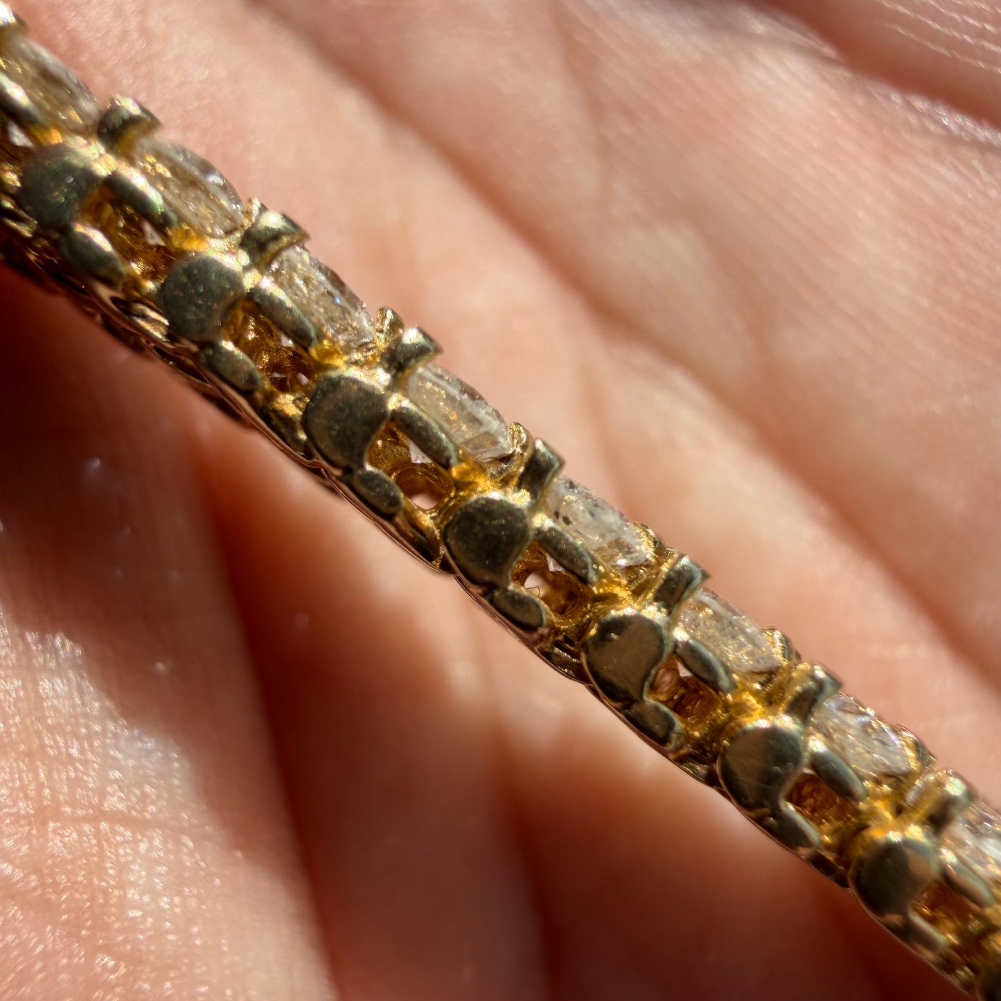 Vintage Solid 14k Yellow Gold 8.85ctw Natural Diamond 3 Row Tennis Bracelet (7.5”)