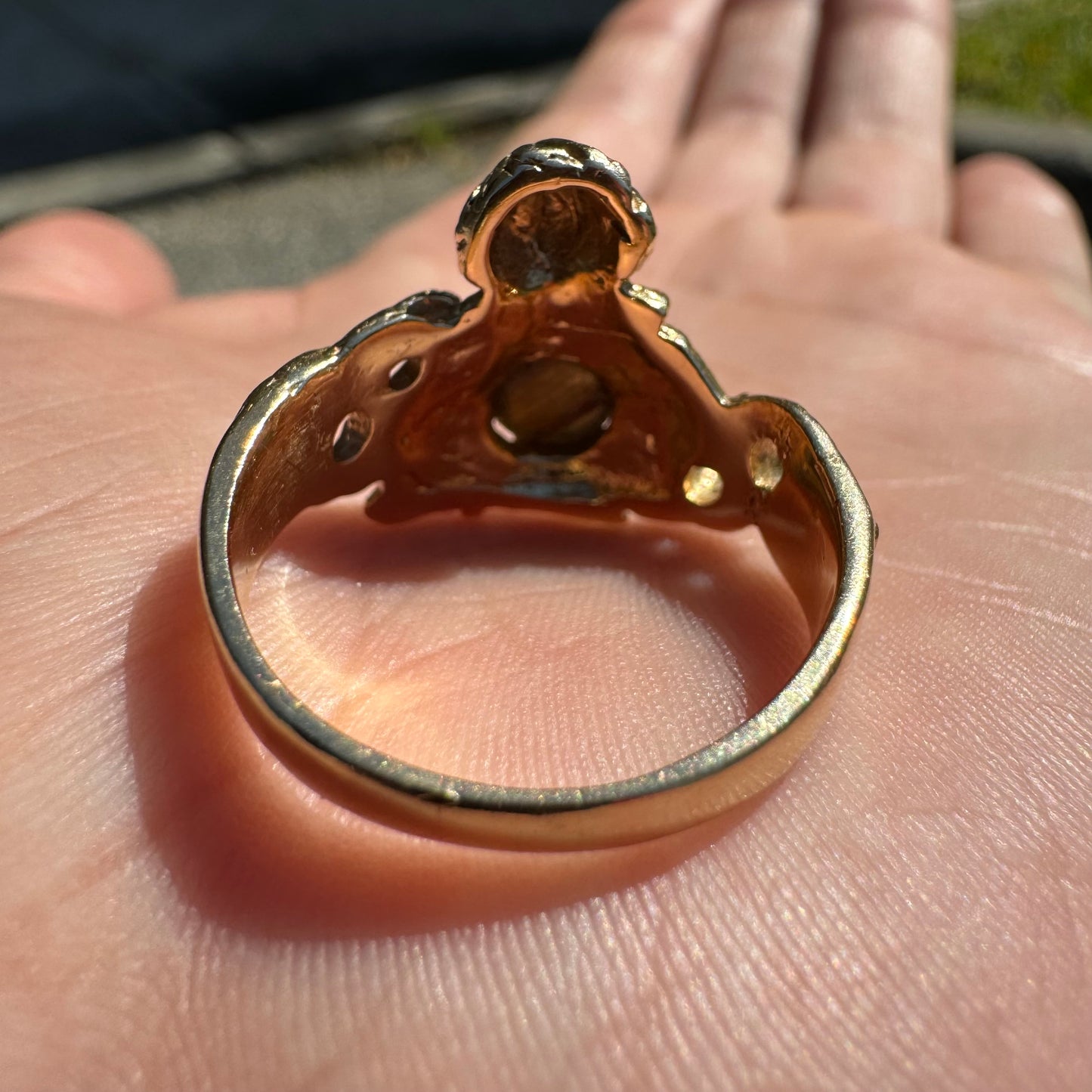 Vintage 14k Yellow Gold Fortune Teller Snake Charmer Black Star Sapphire Ring (10.5)