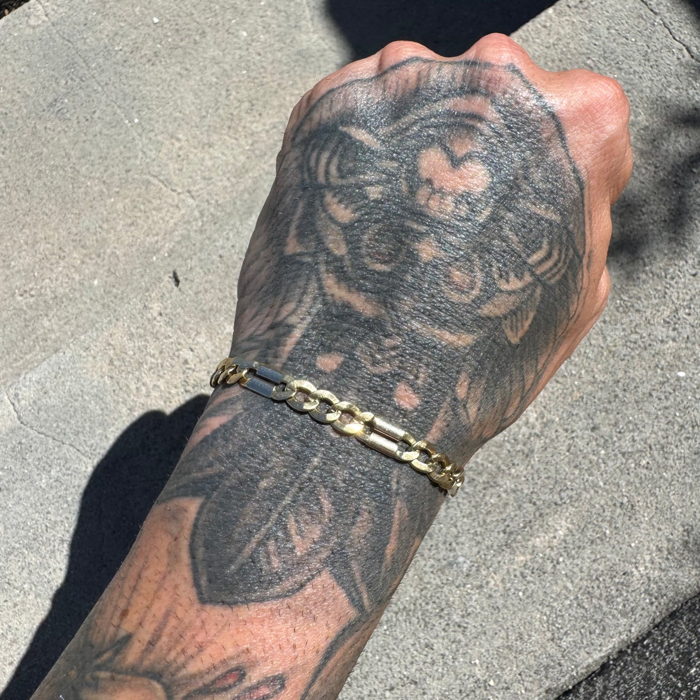 Vintage Solid 14k Yellow Italian Gold Tony Soprano Razorblade Curb Link Bracelet (8.25”)