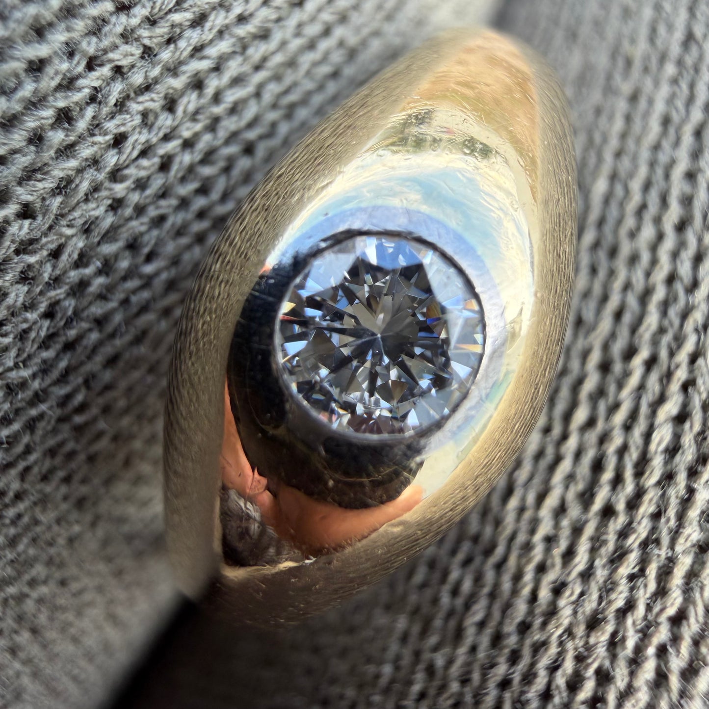 Art Deco Solid 14k Yellow Gold .40ct Natural VS Old Euro Cut Diamond Rub Over Gypsy Ring (8.5)