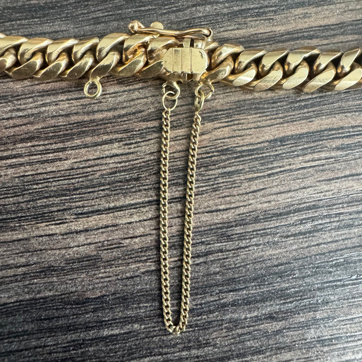 Mid-Century Solid 18k Yellow Gold Handmade Miami Cuban Link Charm Bracelet (7.25”)