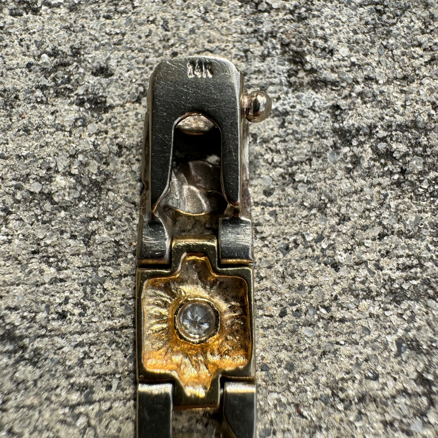 Vintage Solid 14k Two-Tone Heavyweight Fancy Link .75CTW Diamond Bracelet (8.25”)