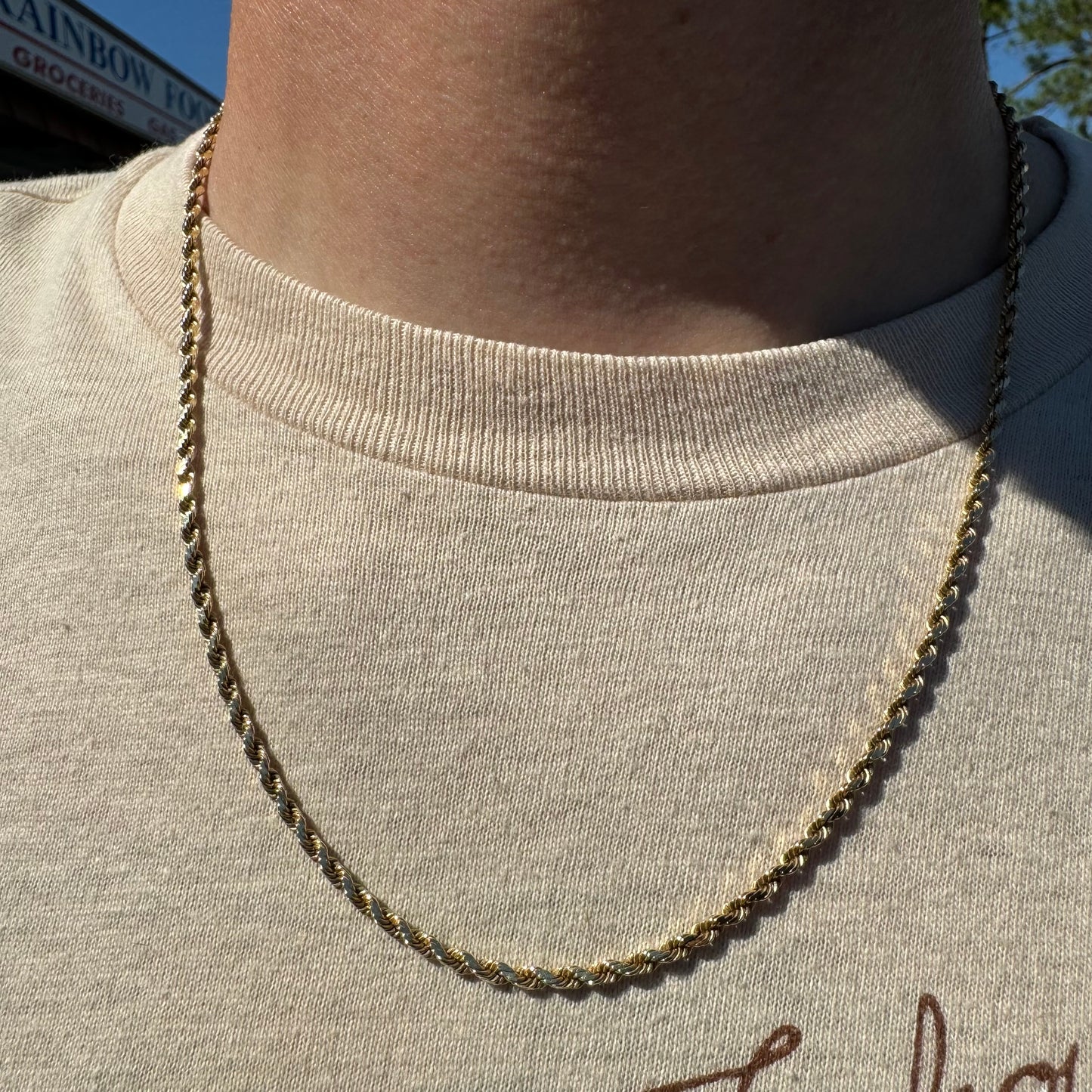 1980’s Solid 14k Yellow Gold Diamondcut Rope Chain Necklace (20.25”)