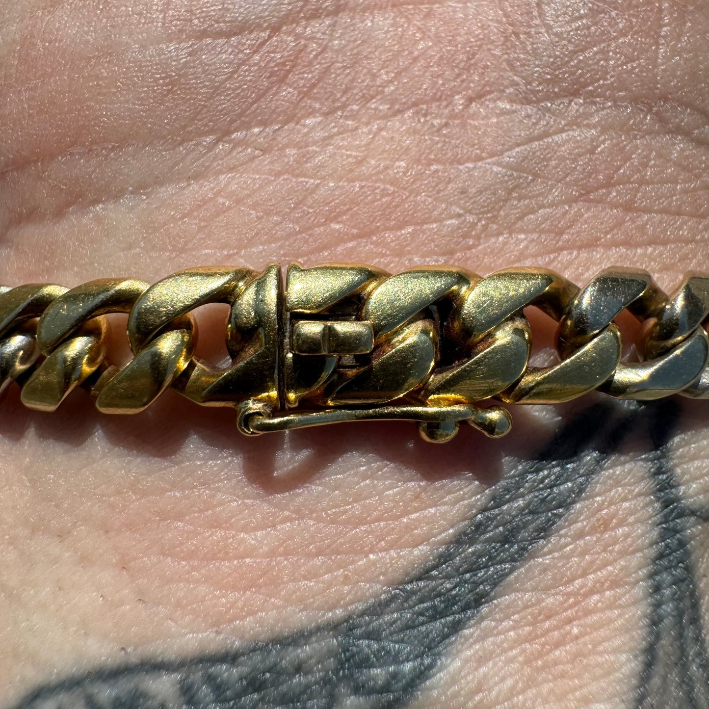 Vintage Solid 18k Two-Tone Yellow And White Gold Miami Cuban Link Bracelet (7.5”)
