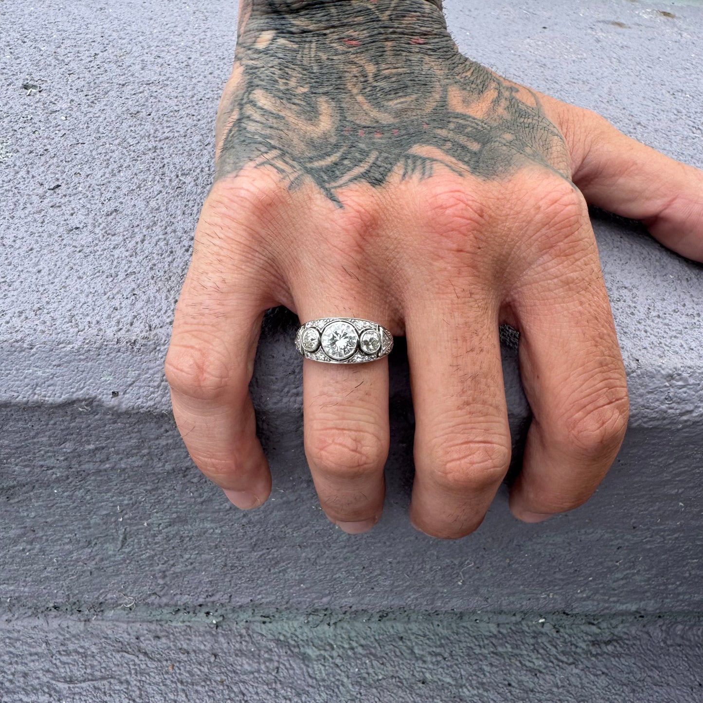 Antique Platinum 2.50ctw Natural Old Cut Diamond Ring (8)