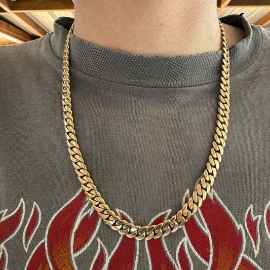 Vintage Solid 14k Yellow Gold Heavyweight (110g) Miami Cuban Link Necklace (22”)