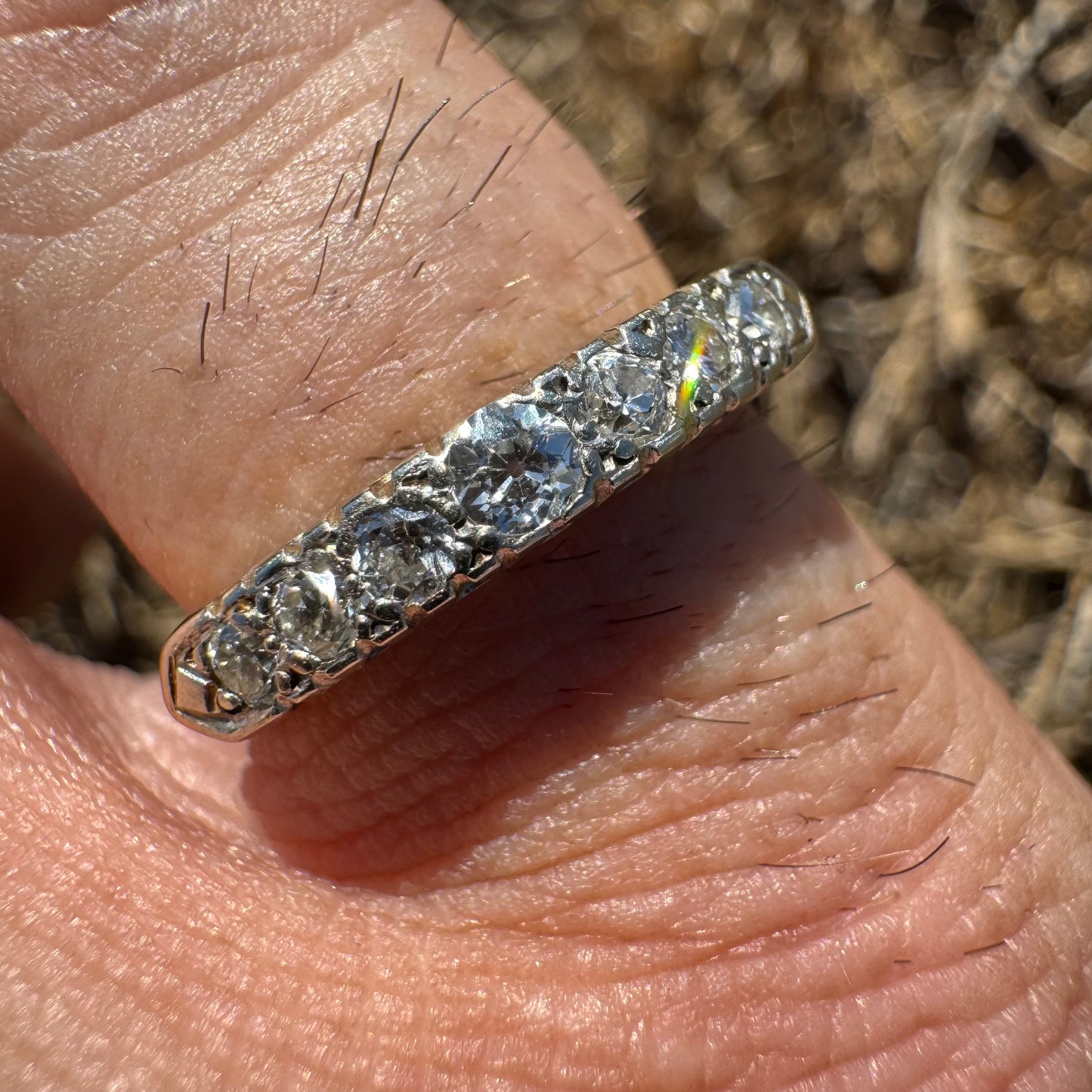 Circa 1930’s Solid 14k Gold 1.50ctw Natural Old Euro Cut Diamond Engagement & Wedding Ring Set (6.5)