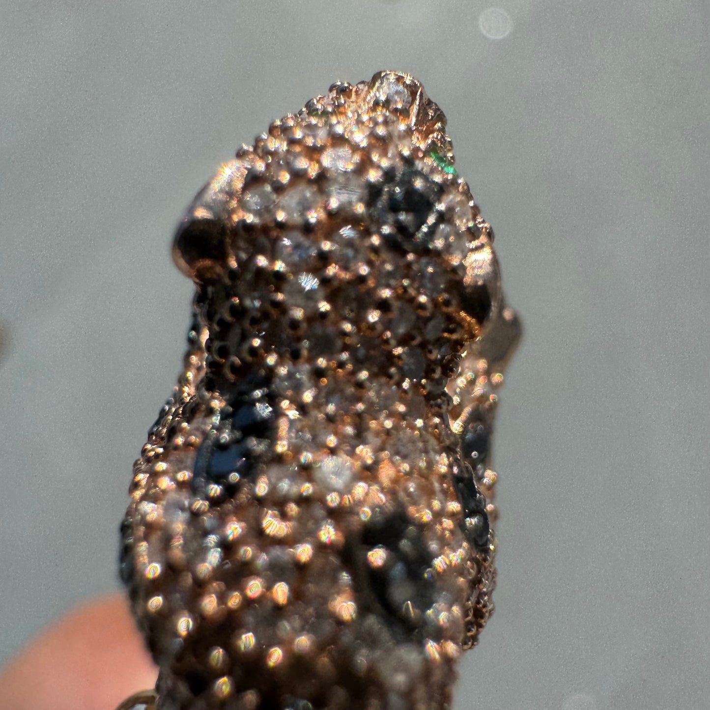 Effy Solid 14k Rose Gold 1.52ctw Natural Diamond And Emerald Stalking Panther Ring (7.25)