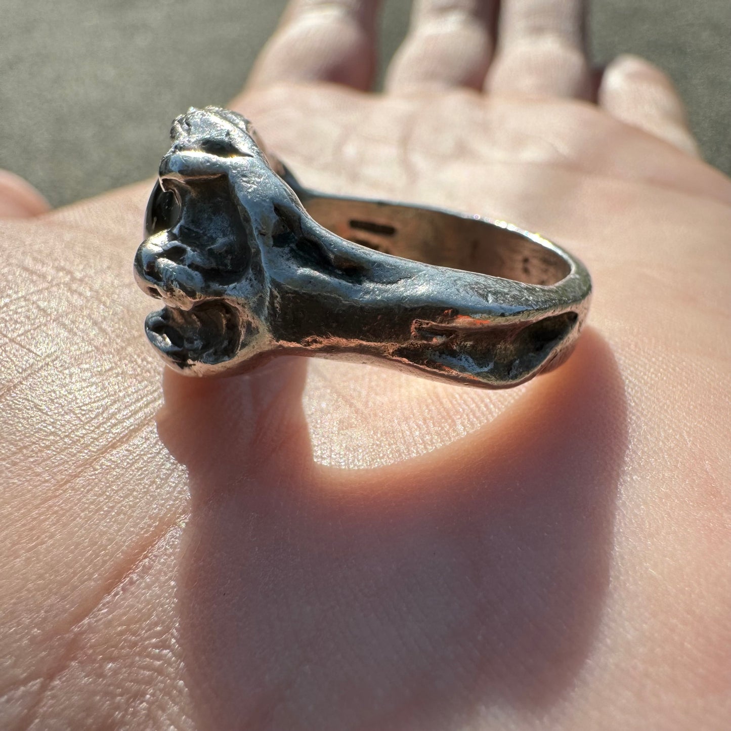 Pre-WW2 Heavyweight Sterling/.925 Prosthetic Eye Cherub Ring (11)