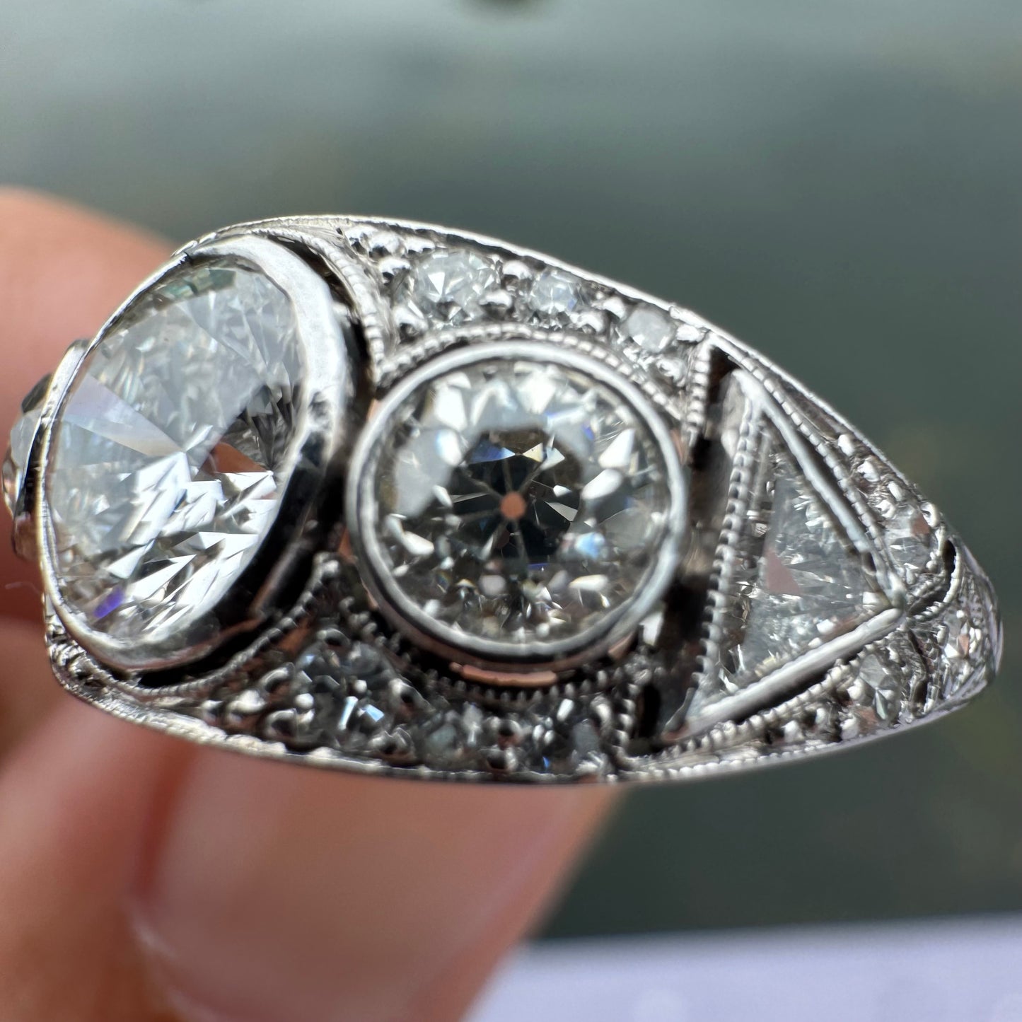 Antique Platinum 2.50ctw Natural Old Cut Diamond Ring (8)