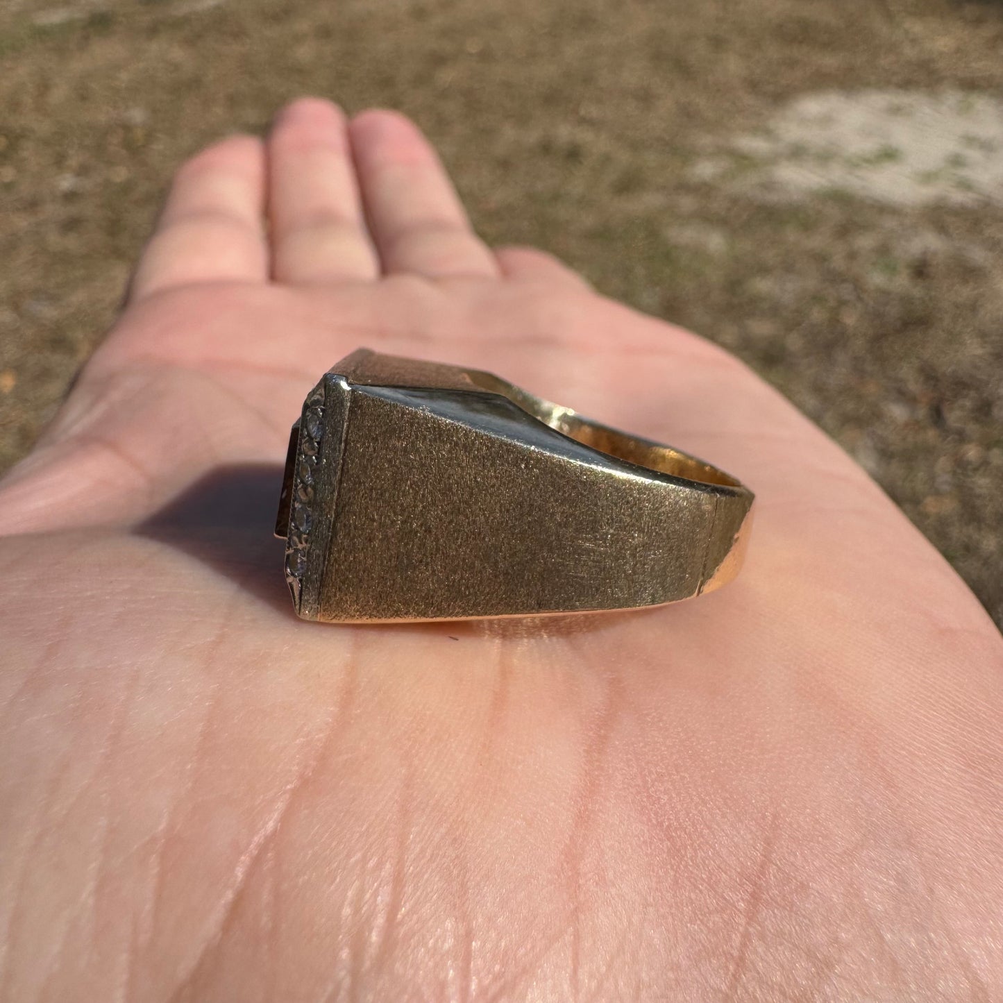 1970’s Custom Handcrafted Solid 14k Yellow Gold .50ctw Natural Diamond Spinning Dice Ring (8.25)