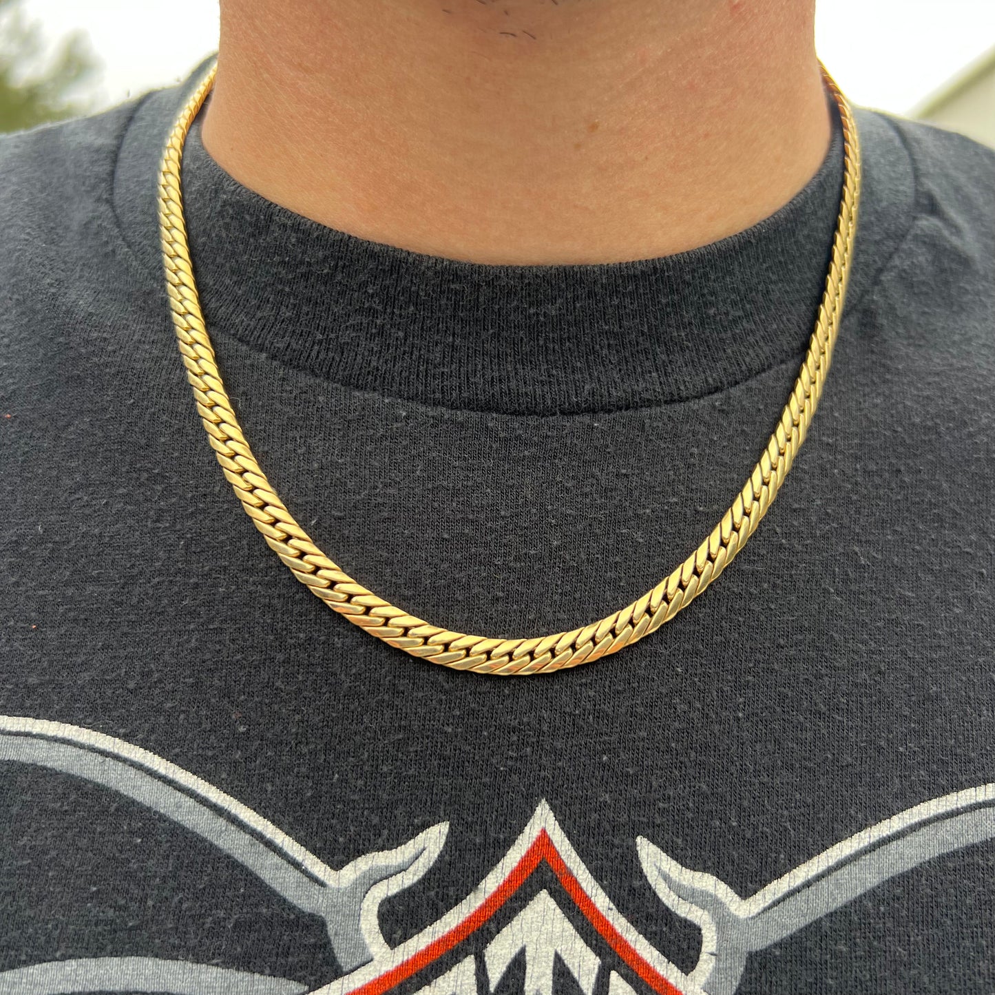 1970’s 14k Italian Yellow Gold Old School Sleek Miami Cuban Link Necklace (19”)