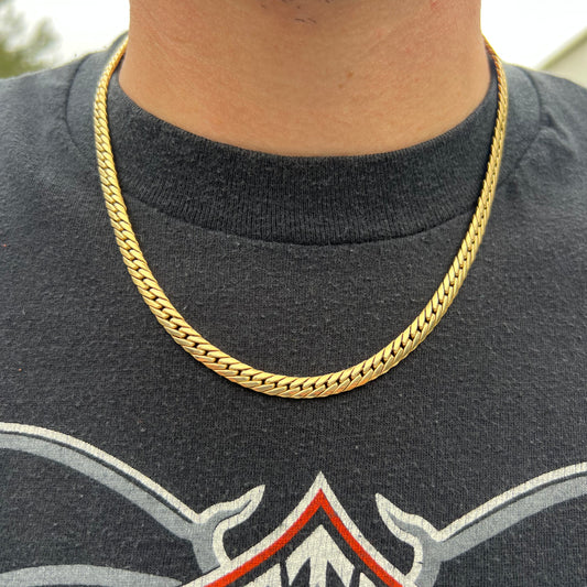 1970’s 14k Italian Yellow Gold Old School Sleek Miami Cuban Link Necklace (19”)