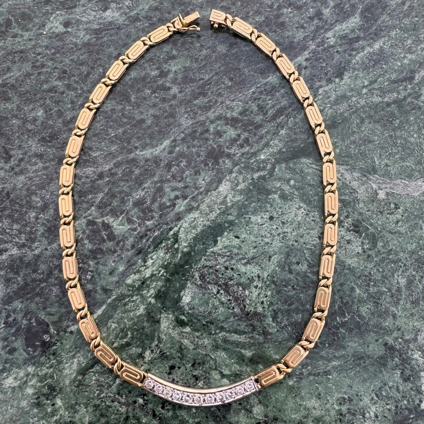 Vintage Custom Made 2.75ctw Natural Diamond 14k Gold Heavyweight Snail Link Necklace (15.75”)