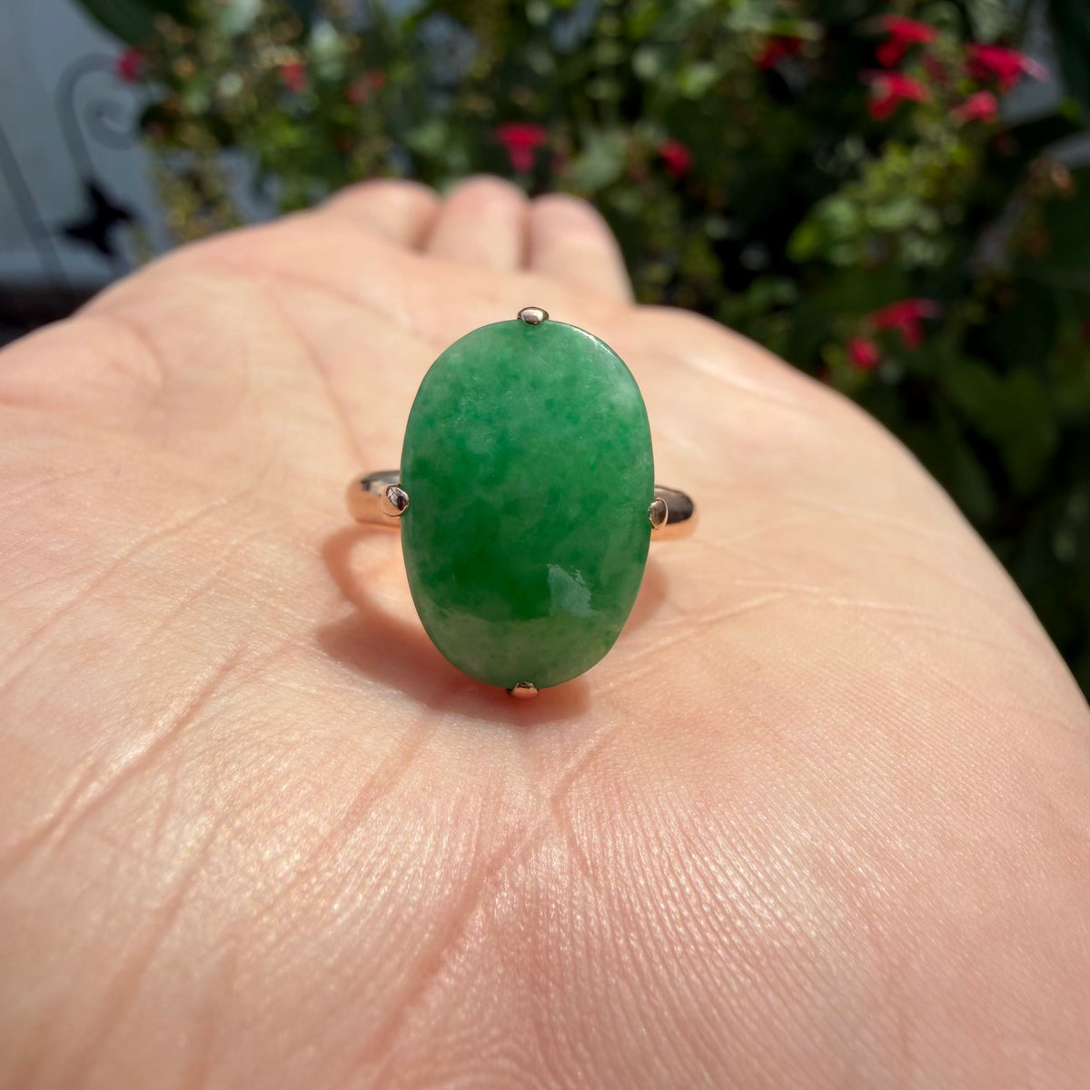 Antique Chinese Traditional 18k Gold 5.0ct Green Apple Jadeite Ring (6)