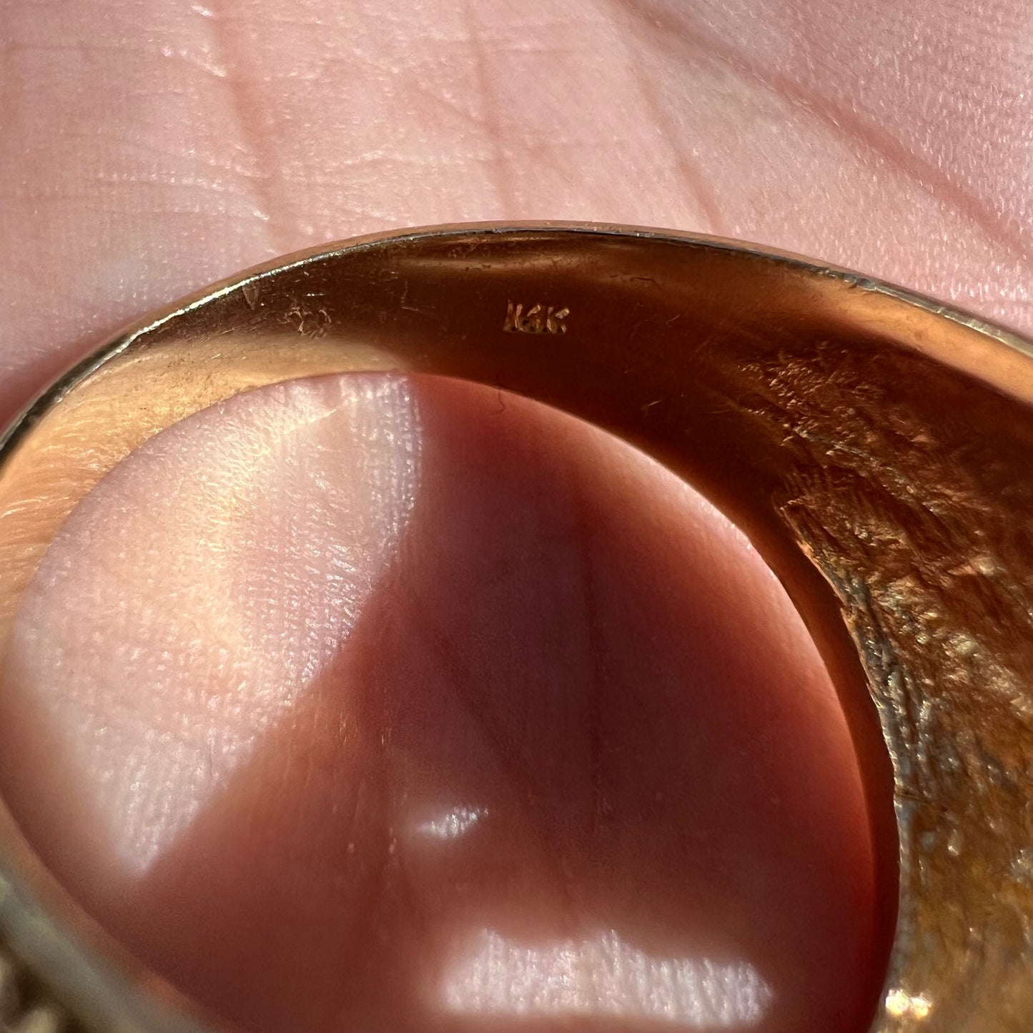 Vintage 14k Yellow Gold .40ctw Natural Diamond Encrusted Old School Good Luck Gamblers Nugget Ring (10.5)