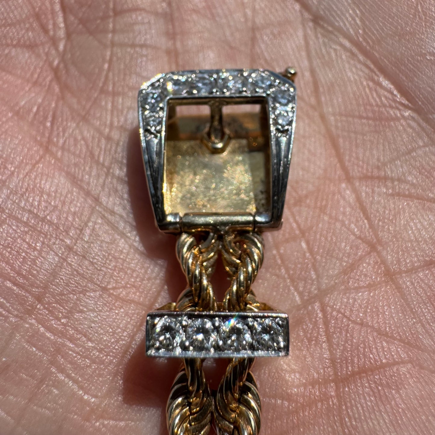 Circa 1970’s Solid 14k Yellow Gold .75ctw Natural Diamond Double Rope Belt Bracelet (Fits 5”-7”)