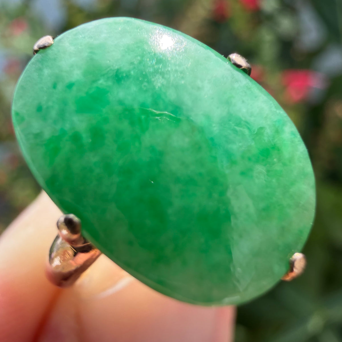 Antique Chinese Traditional 18k Gold 5.0ct Green Apple Jadeite Ring (6)