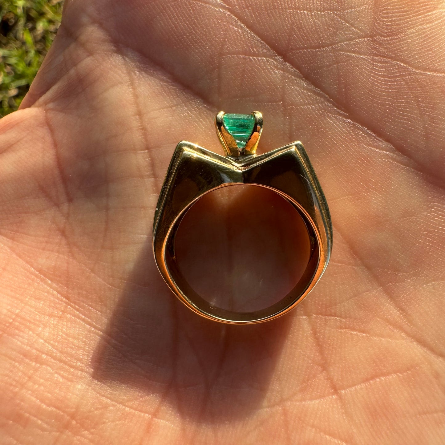 Custom 14k Yellow Gold 1.3Ct Natural Columbian Emerald & .70Ctw Natural Diamond Ring (6.25)