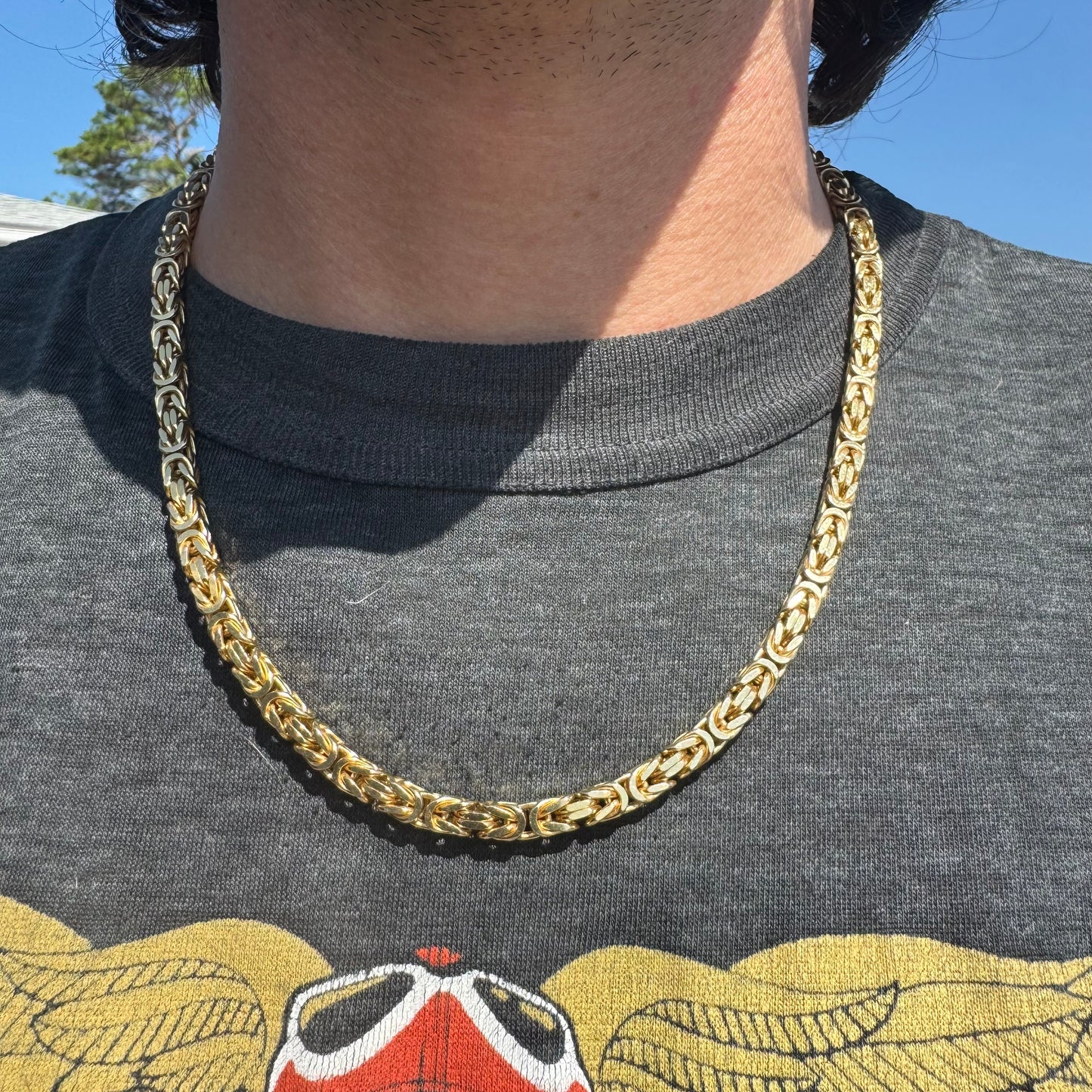 Vintage Solid 14k Yellow Gold Heavyweight Byzantine Link Necklace (20.5”)