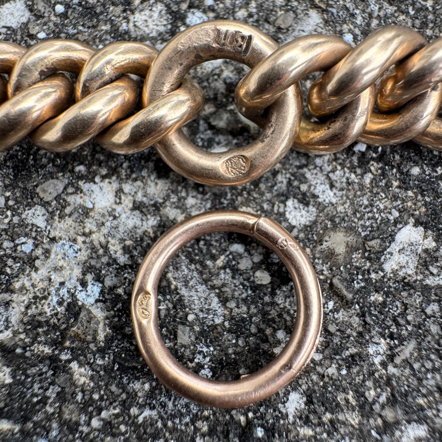 Antique Russian Hallmarked Solid 14k Gold Heavyweight Watch Chain (13.25”)