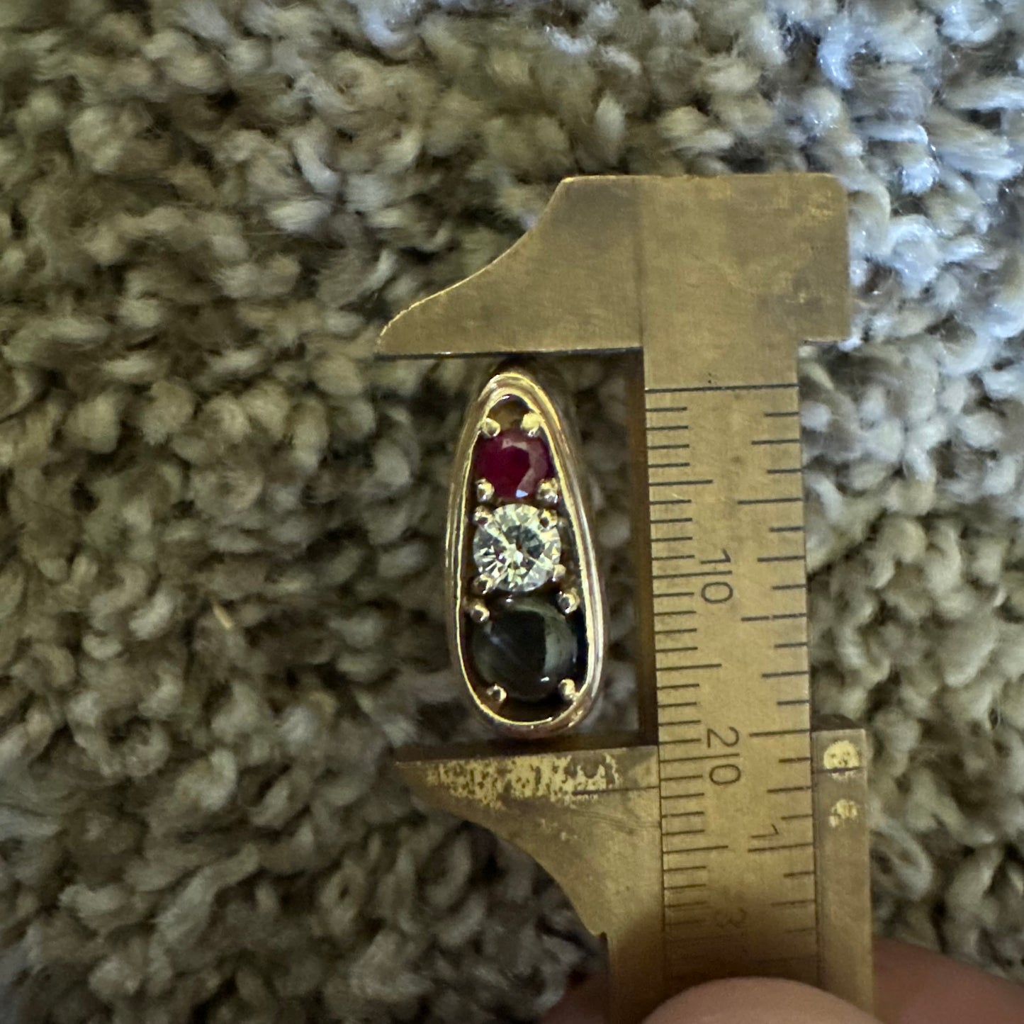 Vintage Solid 14k Yellow Gold .40ct Natutal Diamond, Ruby, Black Star Sapphire Chunky Modernist Ring (7.75)