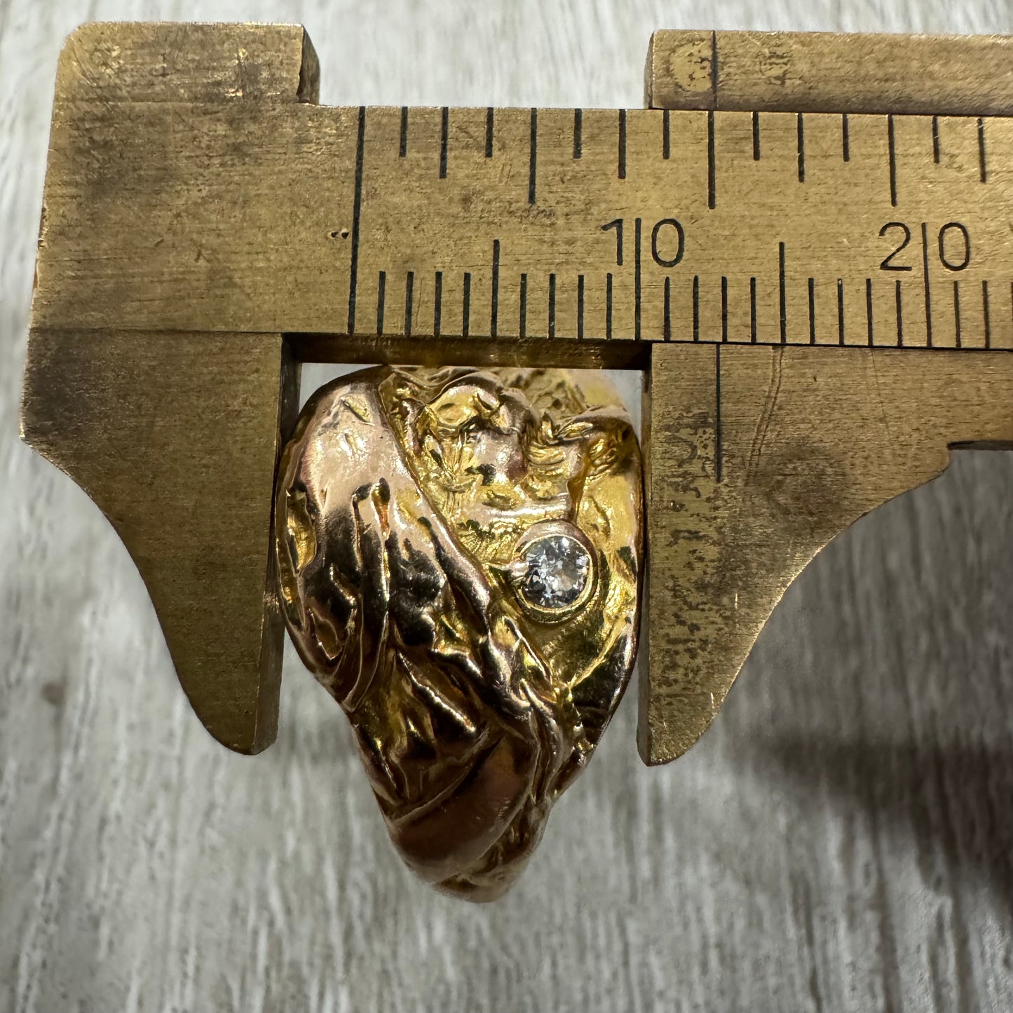 Early 1900’s Art Nouveau Solid 12k Yellow Gold Old Euro Cut Diamond Pirate Figural Ring (11)