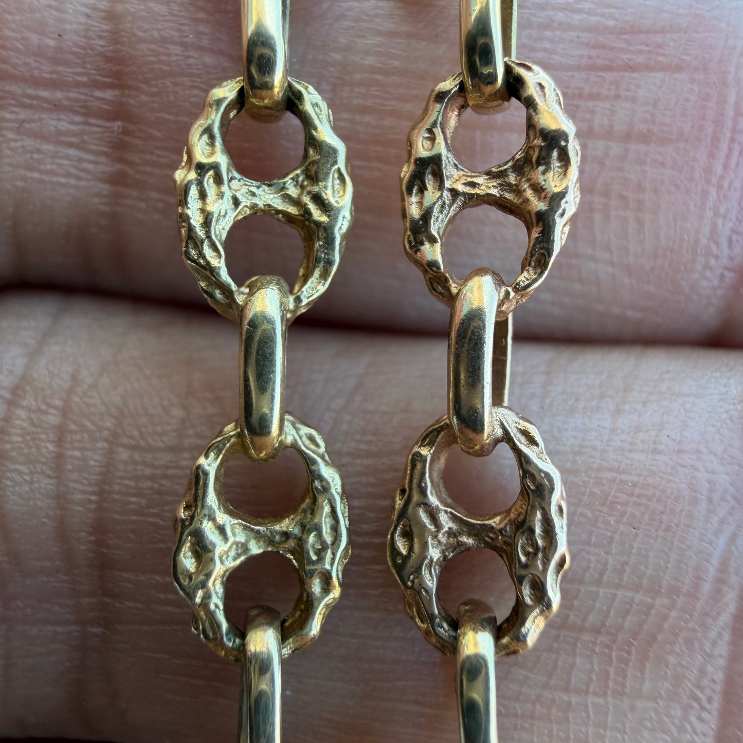 Vintage Solid 14k Yellow/Rose Gold Brutalist Mariner Link Necklace (20”)