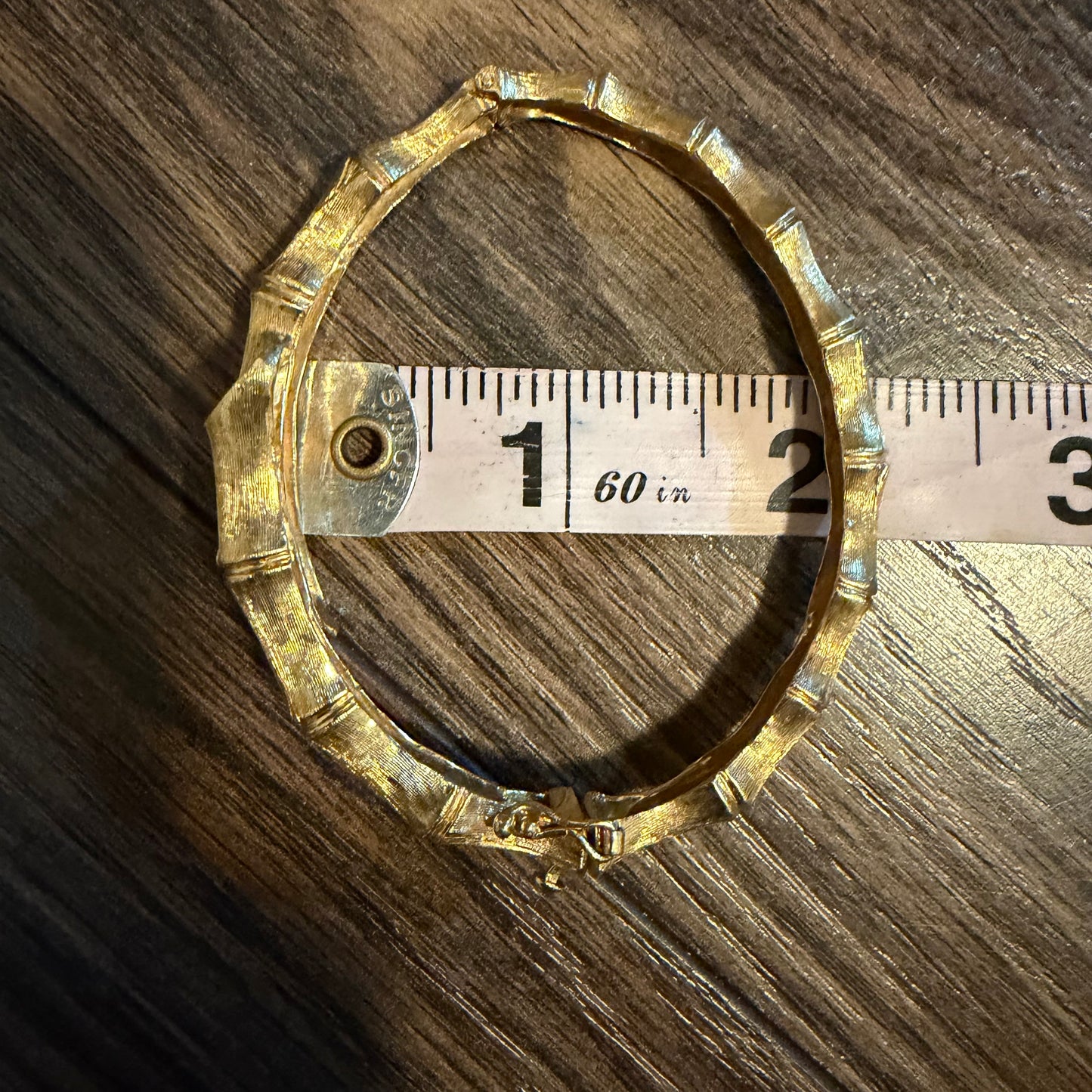 Vintage Designer Made Solid 14k Yellow Gold Bypass Bamboo Hinged Bangle Bracelet (5.75”-6.75”)