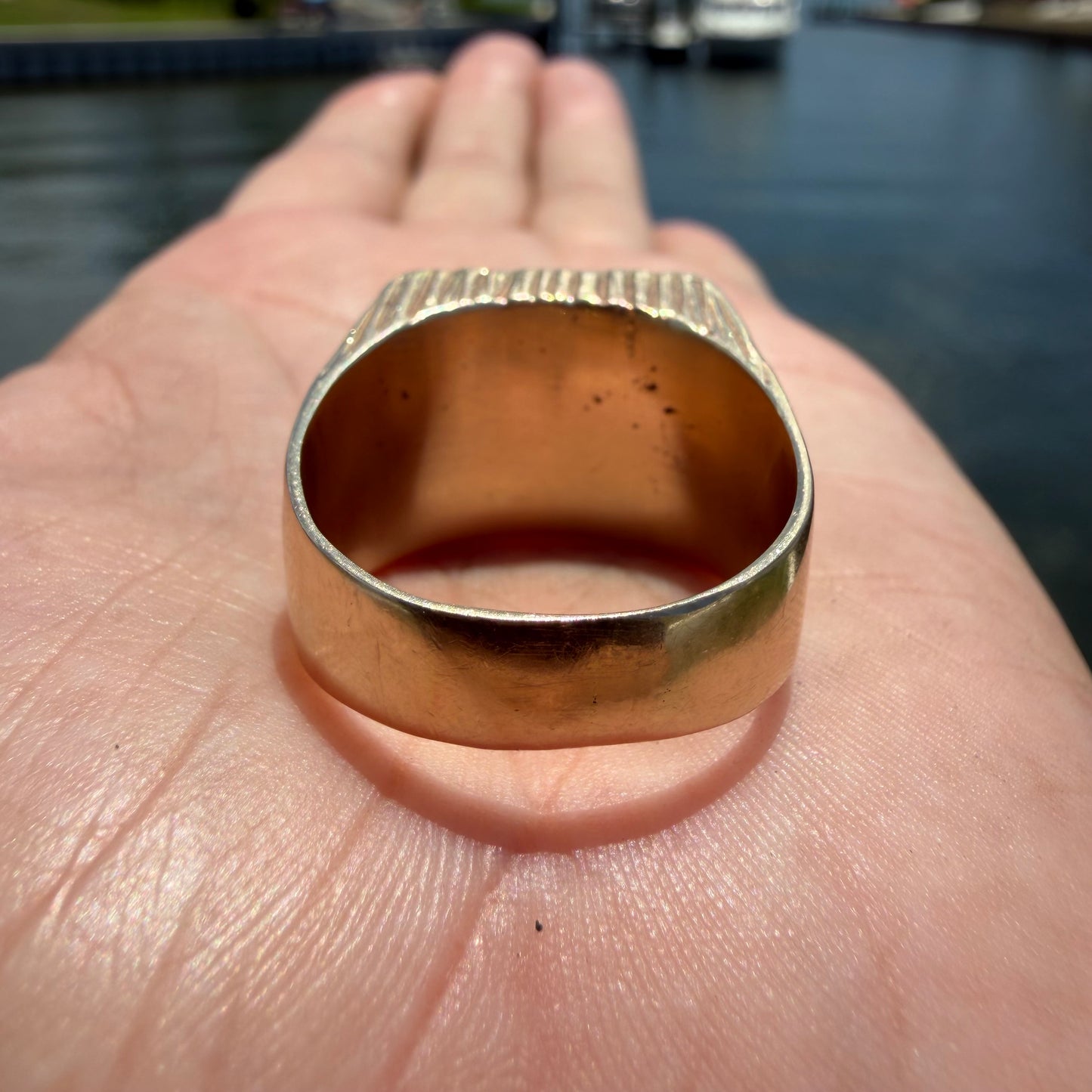 1850 Liberty Head $1 Gold Coin Solid Backed 14k Yellow Gold Heavyweight Nugget Ring (13)