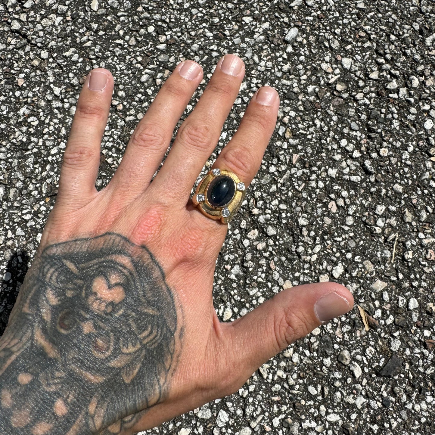 Vintage 10ct Blue Sapphire and .40ctw Natural Diamond 14k Yellow Gold Custom Ring (9)
