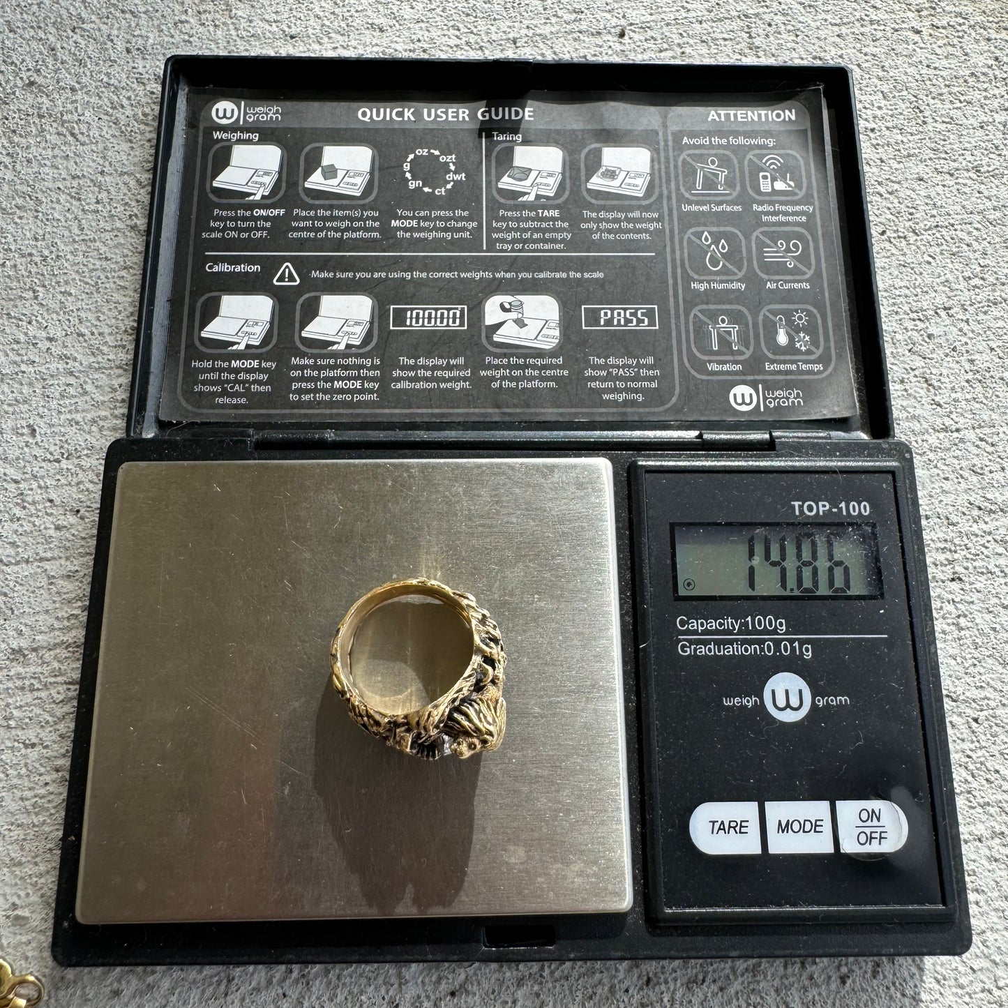 Vintage Solid 14k Yellow Gold .25CT Natural VS Diamond Heavyweight Lion Ring (7.75)