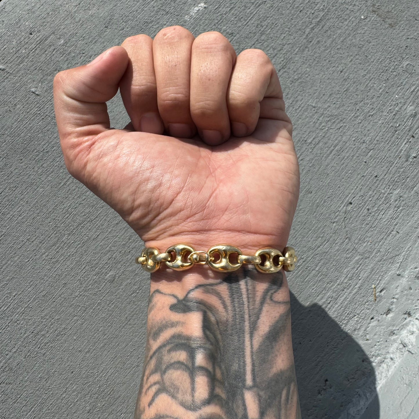 Vintage Fully Solid 14k Yellow Gold Super Heavyweight Puffed Mariner Link Bracelet (8.25”)