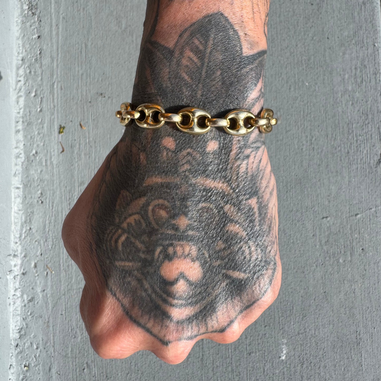 Vintage Fully Solid 14k Yellow Gold Super Heavyweight Puffed Mariner Link Bracelet (8.25”)