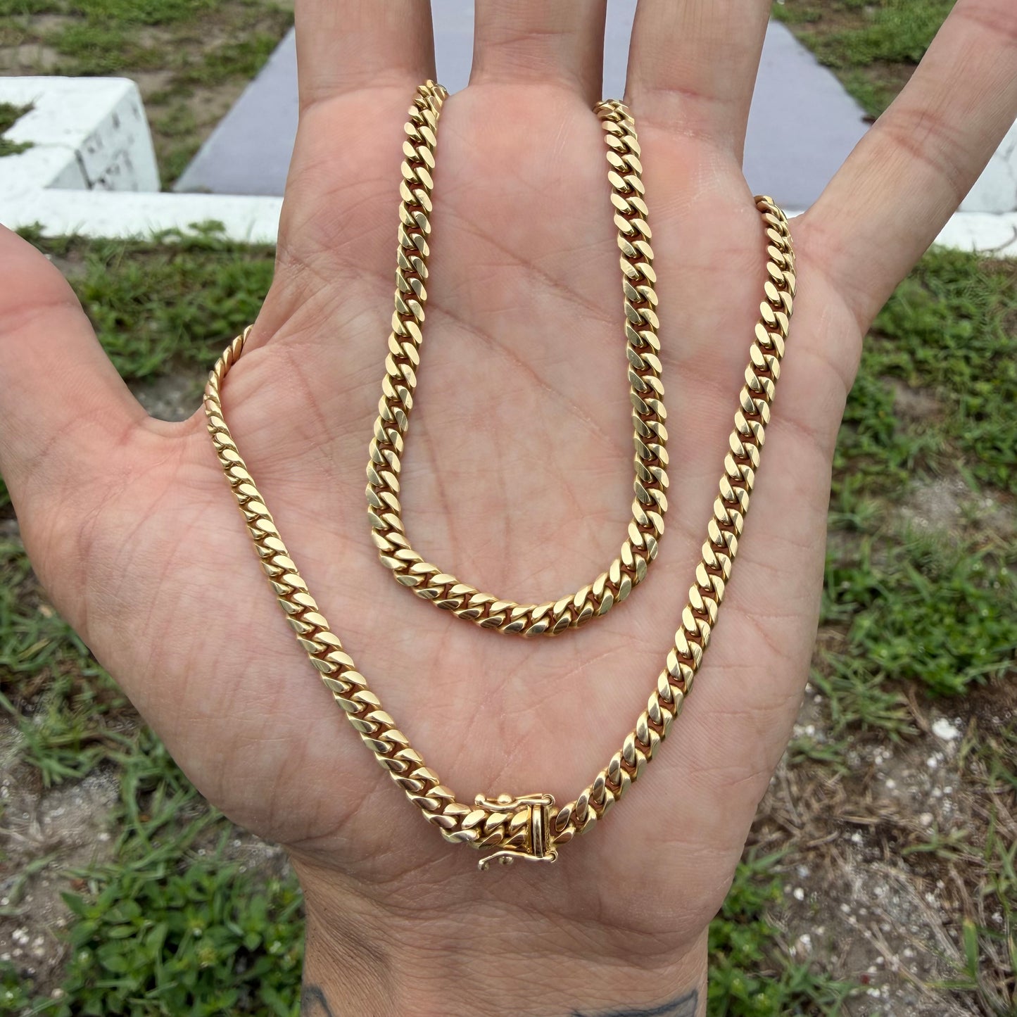 Vintage Solid 14k Yellow Gold Heavyweight Miami Cuban Link Necklace (18”)