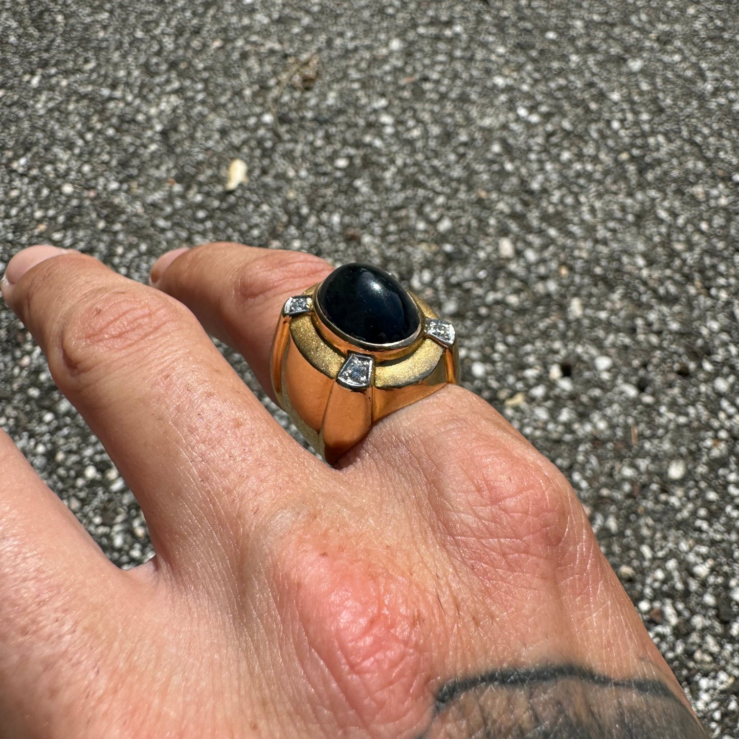 Vintage 10ct Blue Sapphire and .40ctw Natural Diamond 14k Yellow Gold Custom Ring (9)