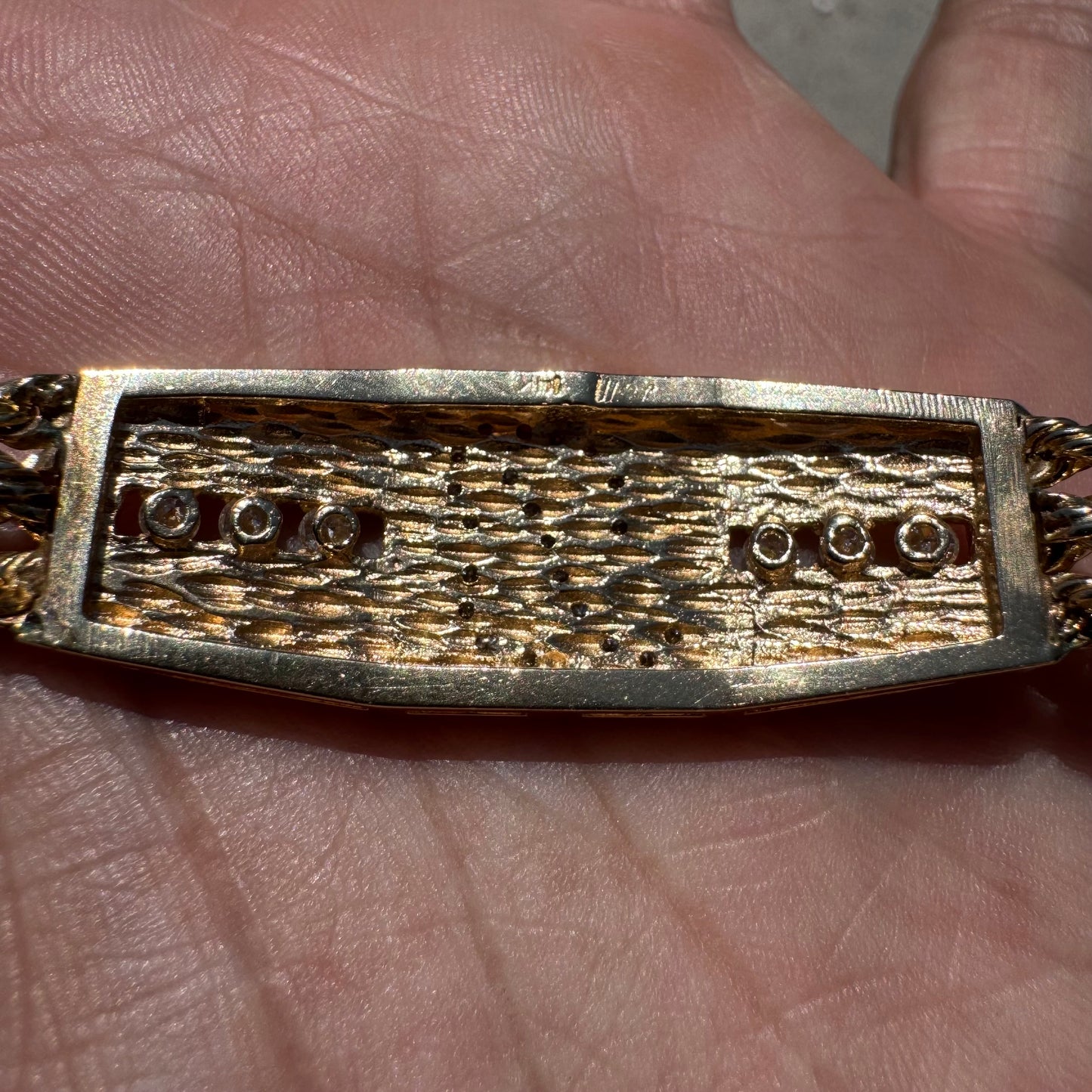 Vintage Custom Solid 14k Yellow Gold 1.0ctw Natural Diamond “B” Nameplate Triple Rope Bracelet (8”)