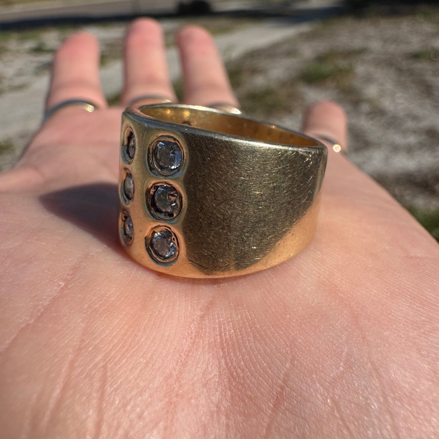 Vintage Solid Heavyweight 18k Yellow Gold 1.5ctw Natural Diamond Chunky Cigar Band (10.75-11)