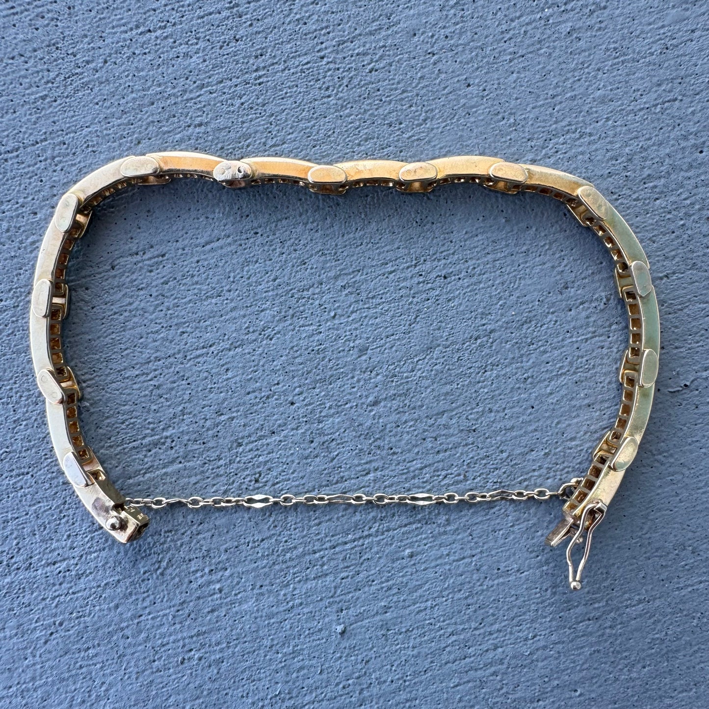 Vintage Custom Hand Crafted Solid 18k Yellow Gold 3.5CTW Natural Princess Cut Diamond Bracelet (6.5”)