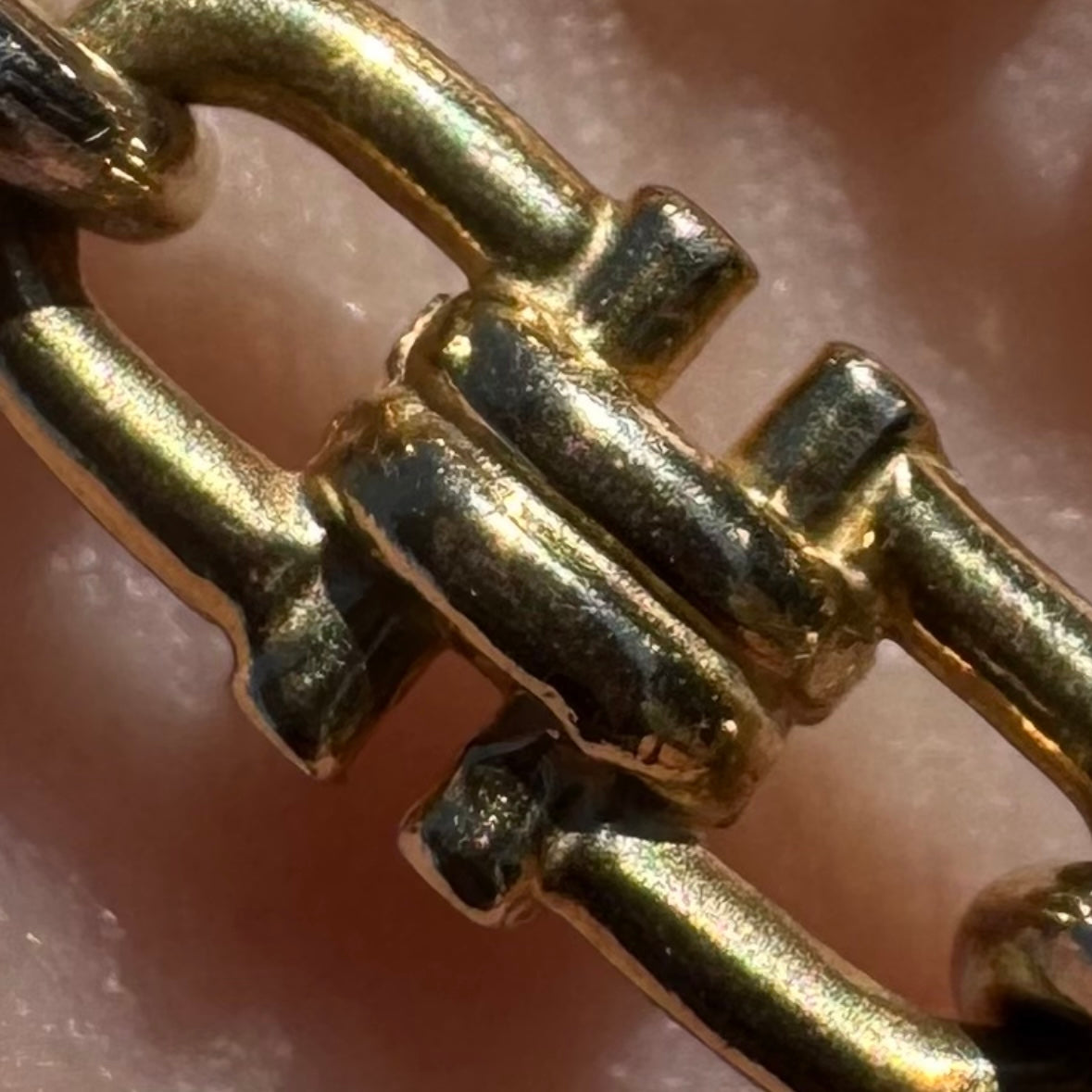 Vintage Auritalia Designer Made Solid 14k Yellow Gold Horsebit Link Necklace (18.5”)