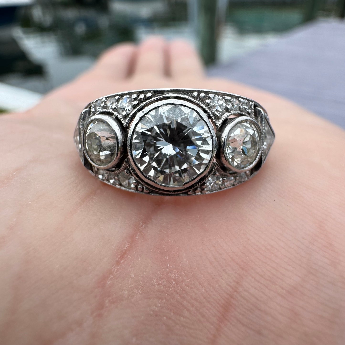 Antique Platinum 2.50ctw Natural Old Cut Diamond Ring (8)