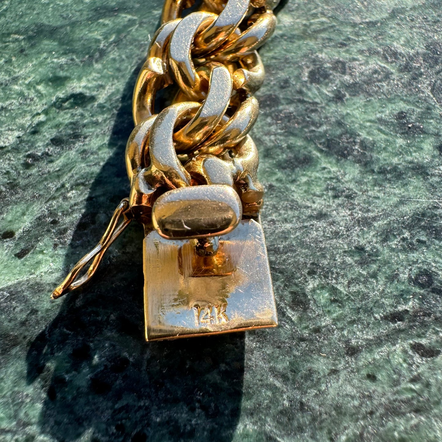 Mid-Century Tiffany & Co. Solid 14k Yellow Gold Heavyweight Chunky Chino Link Bracelet (8”)