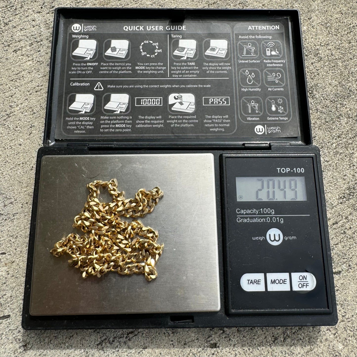 Vintage Solid 14k Yellow Gold Old School Cuban Link Necklace (18.5”)