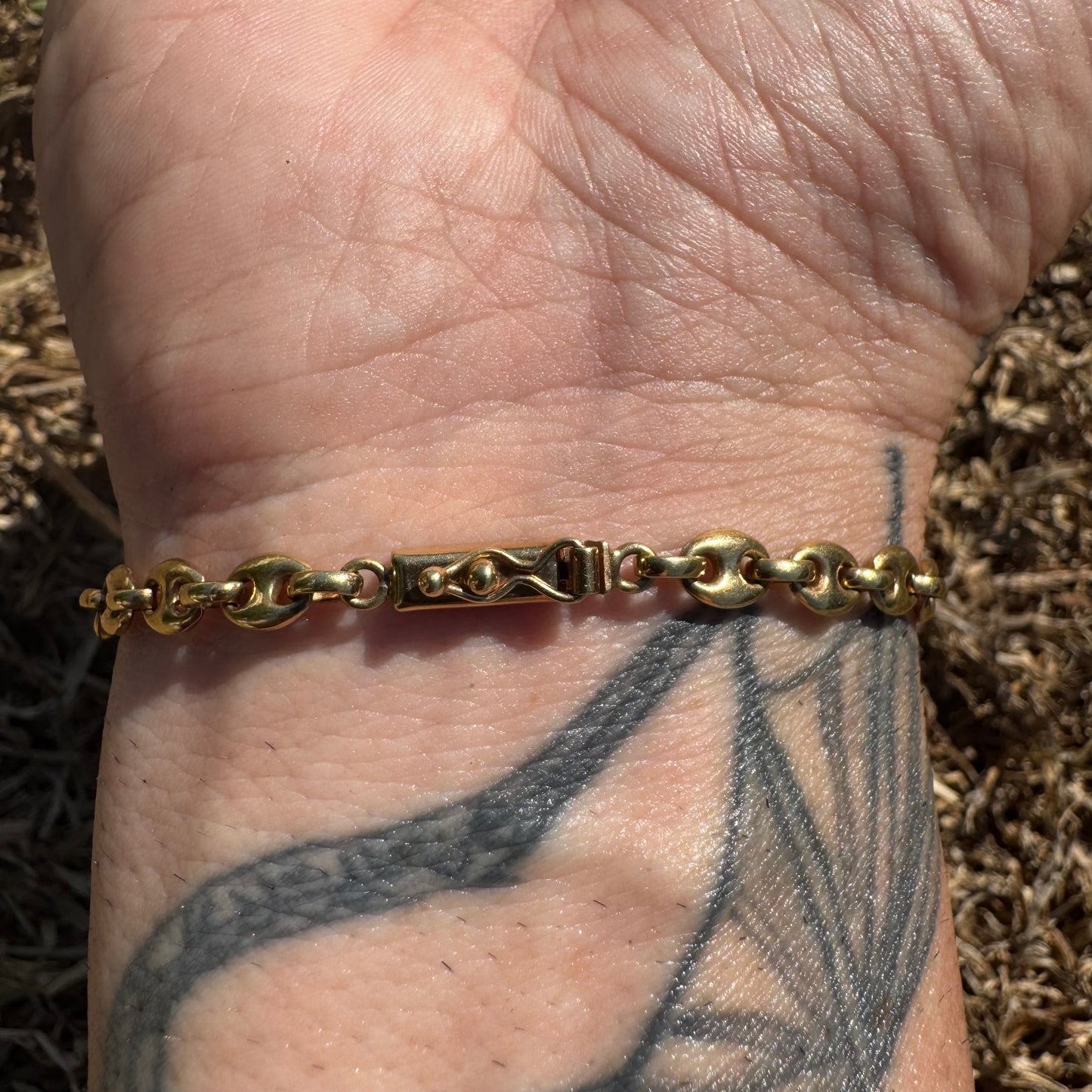 1970’s UnoAerre Solid 14k Yellow Gold Puffed Mariner Link Bracelet (7.5”)