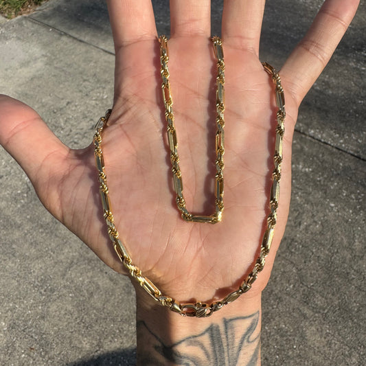 1990’s Solid 14k Heavyweight Diamondcut Yellow Gold “Figarope” Necklace (20”)