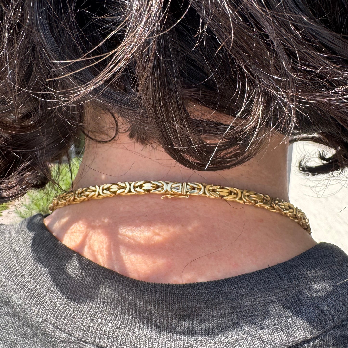 Vintage Solid 14k Yellow Gold Heavyweight Byzantine Link Necklace (20.5”)