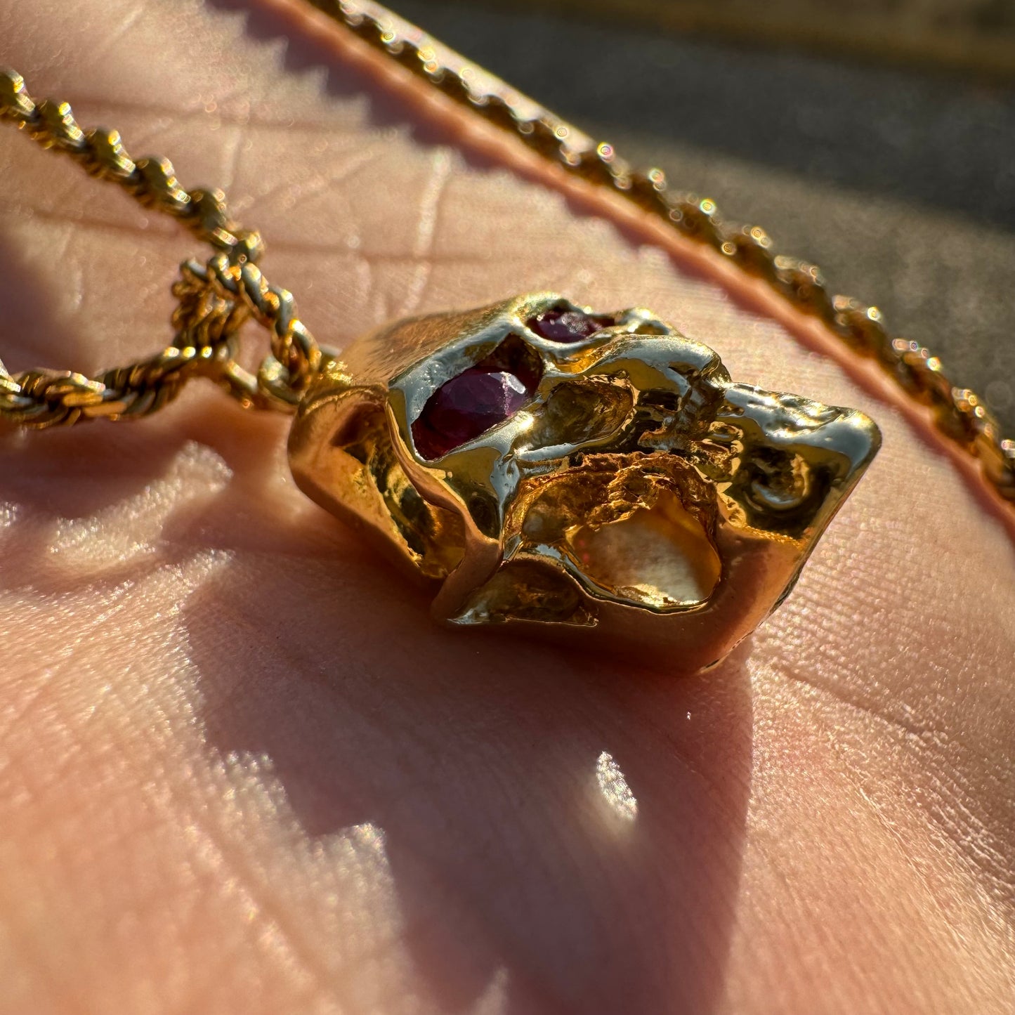 Custom 18k Yellow Gold Reaper Deaths Head Skull Pendant