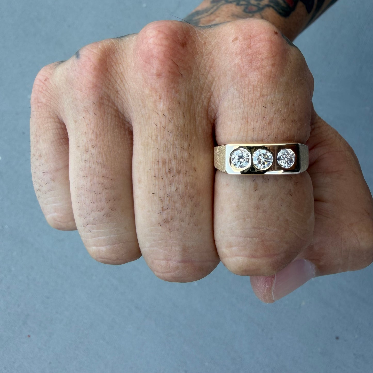 Vintage Solid 14k Yellow Gold .75ctw Natural Diamond Trilogy Ring (10.5)