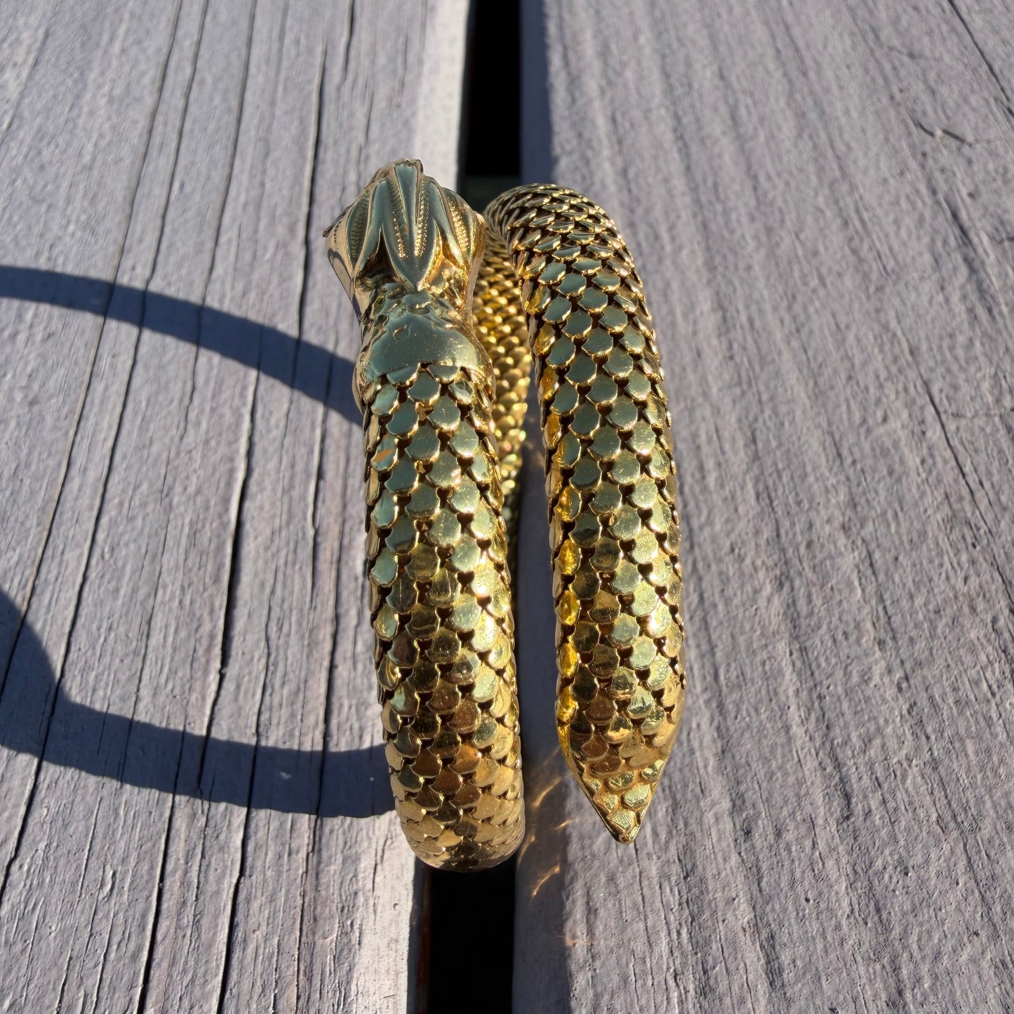 Circa 1940’s Italian Designer 18k Yellow Gold Flexible Mesh Heavyweight Snake Bracelet (6”-7.75”)